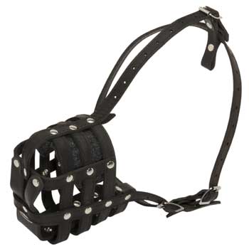 Leather Cage Dog Muzzle Padded