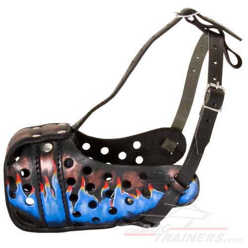 Ergonomic Design Leather Dog Muzzle for Agitation Training